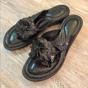Nurture Black Leather Sandals 8